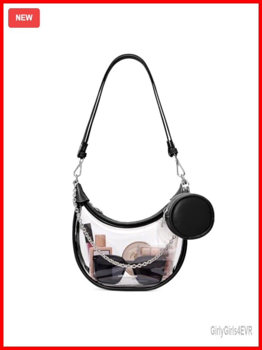 Clear Stadium Crossbody Bag with Coin Purse, PVC Concert Bag